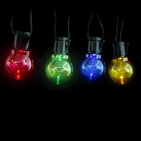 Lichtstring kleur 8 meter (3+5) - 10 LED's meerkleurig | sproeidicht IP44 - koppelbaar (max 5) | 230VAC - 24V | met timer 6u aan/18u uit