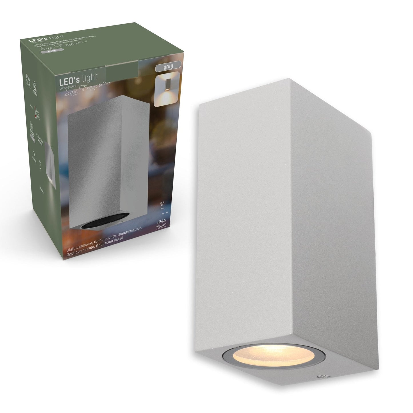 LED's Light LED Buitenlamp met GU10 fitting - Rechthoek - IP44 - Grijs - Model Milaan