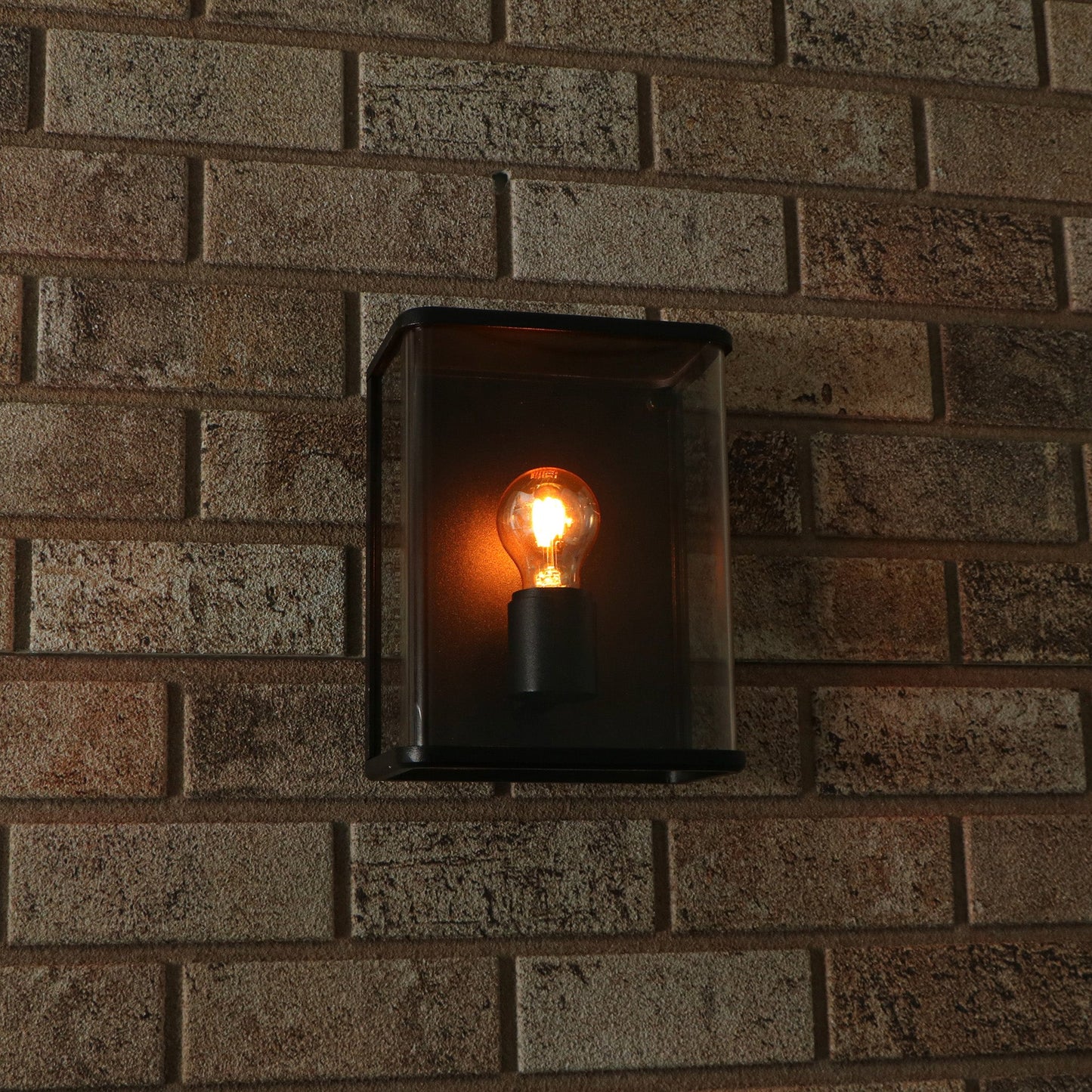 LED Wandlamp Glas - Rondom licht - Rechthoek - E27 fitting - IP44 - Zwart