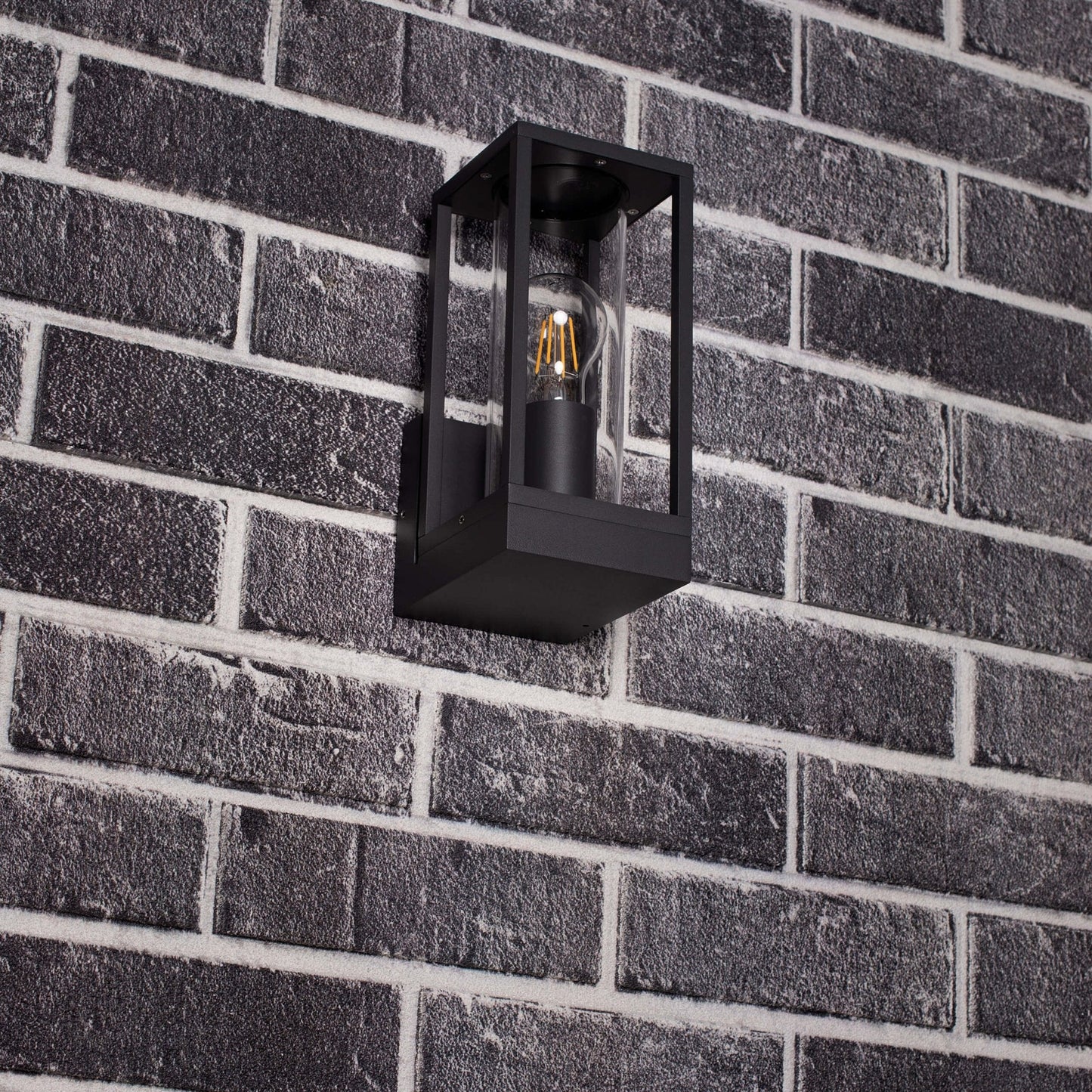 LED's Light LED Wandlamp met glazen ruiten - Rechthoek - E27 fitting - IP44 - Antraciet