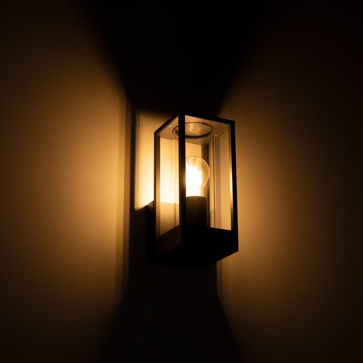 LED's Light LED Wandlamp met glazen ruiten - Rechthoek - E27 fitting - IP44 - Antraciet