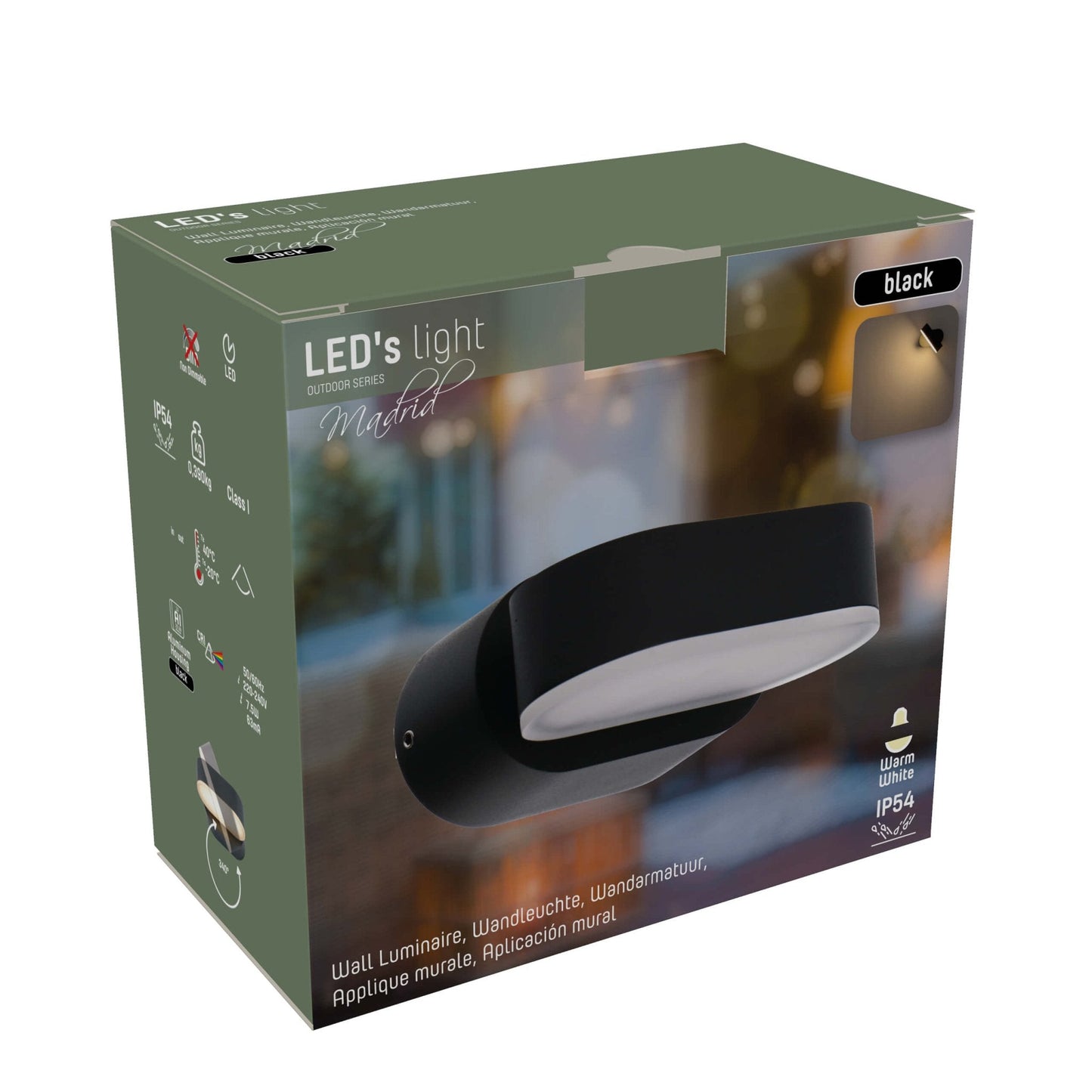 LED's Light LED Buitenlamp - Model Rieti - Warm wit - IP44 waterbestendig - Zwart