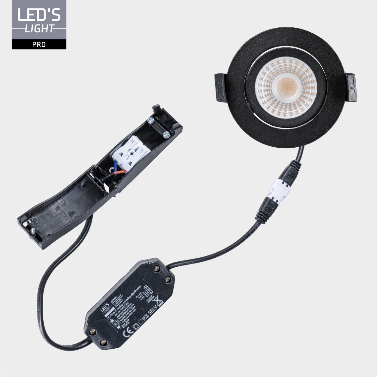 LED's Light PRO - 3 PACK - downlight inbouwspot Ø 68mm - Kantelbaar - Spatwaterdicht - Dim to Warm - Zwart