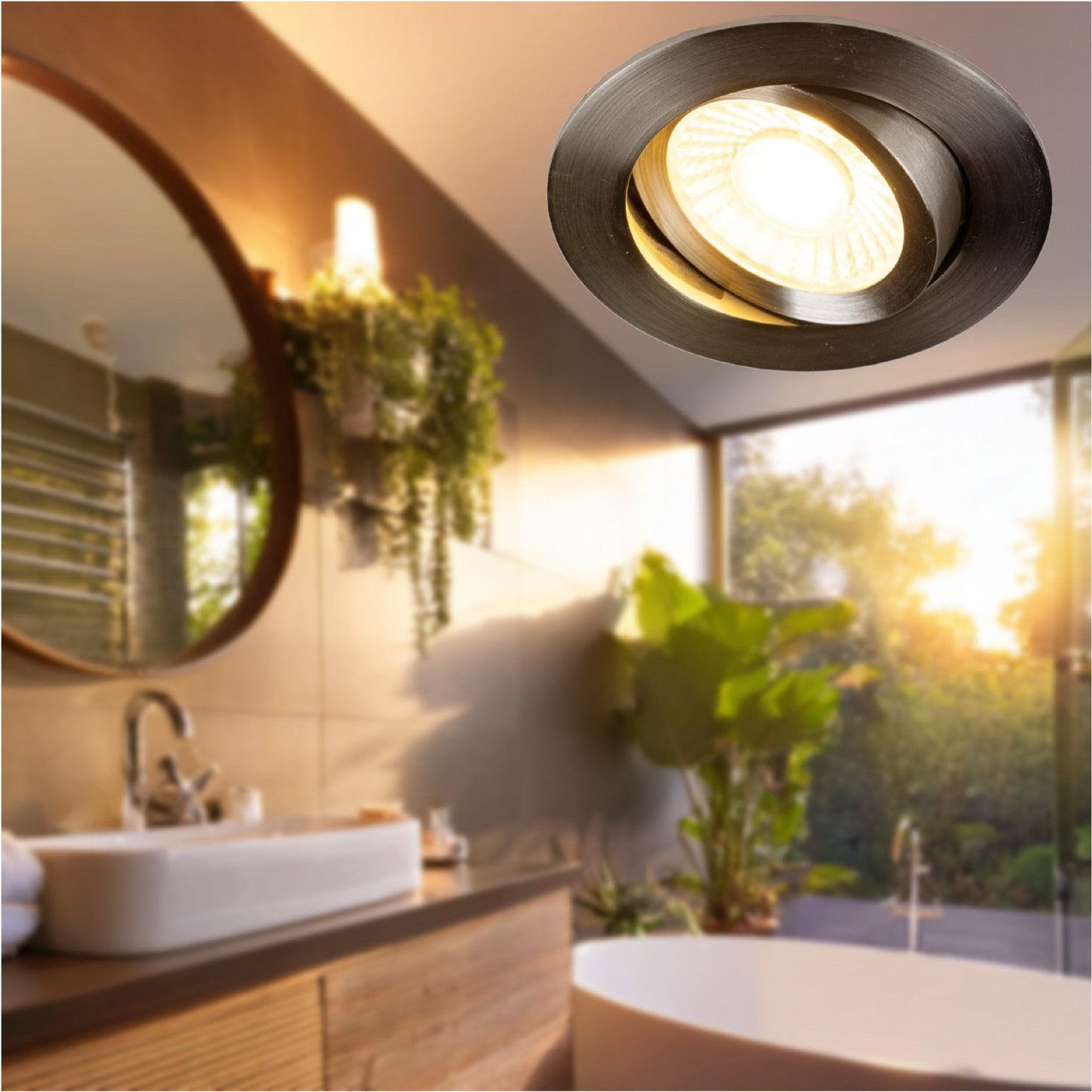 LED's Light PRO downlight inbouwspot Ø 68mm - Kantelbaar - Spatwaterdicht - Dim to Warm - Zilver