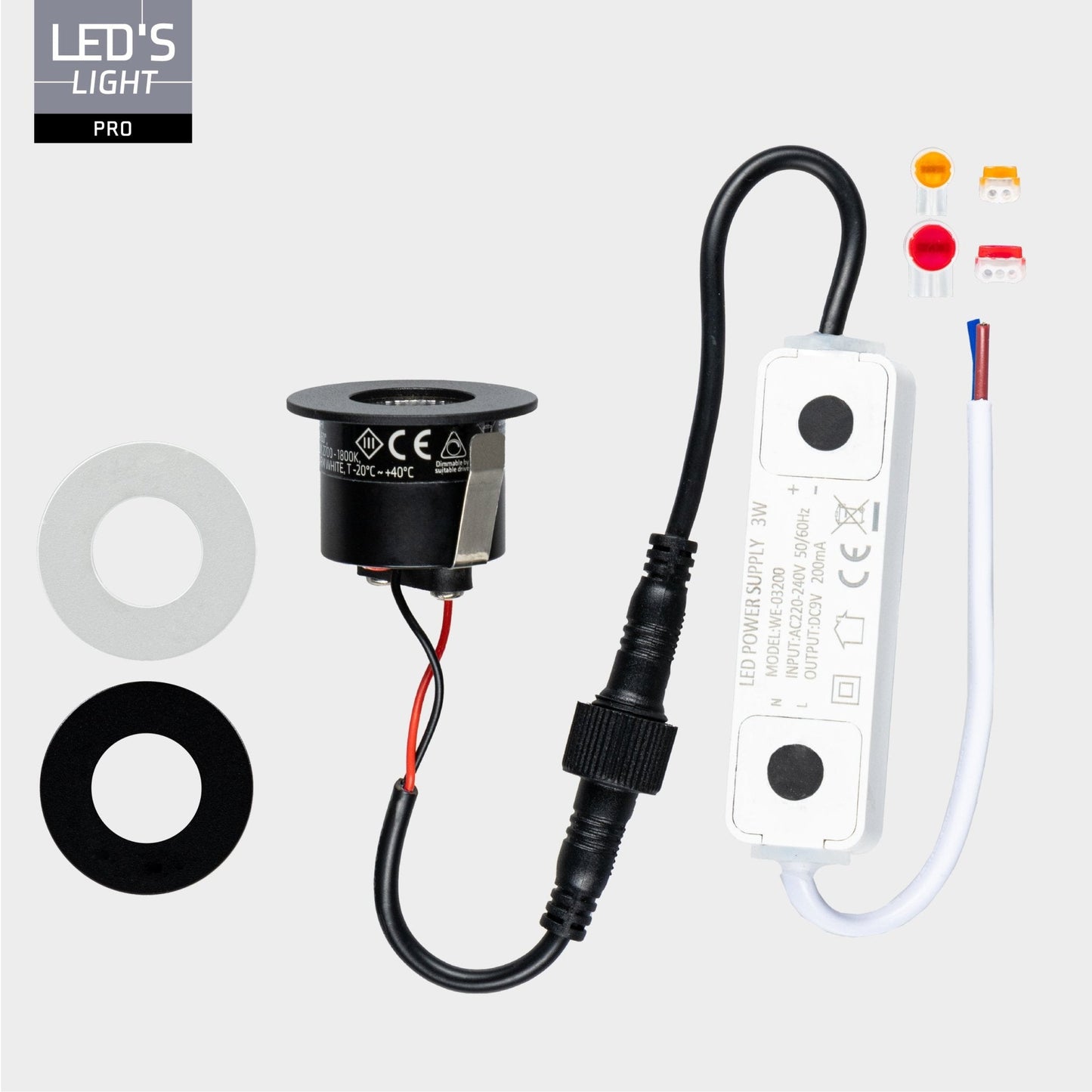 LED's Light PRO mini inbouwspot 3 cm - Voor overkapping, veranda's en inbouwplafonds - Dimbaar - 3 Kleuren plaatjes