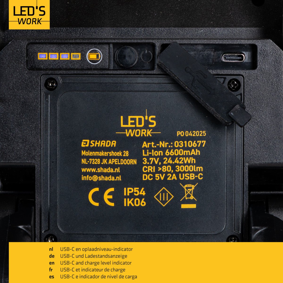 LED's Work LED Bouwlamp Werklamp Oplaadbaar 4000lm 30W Opvouwbaar & Compact