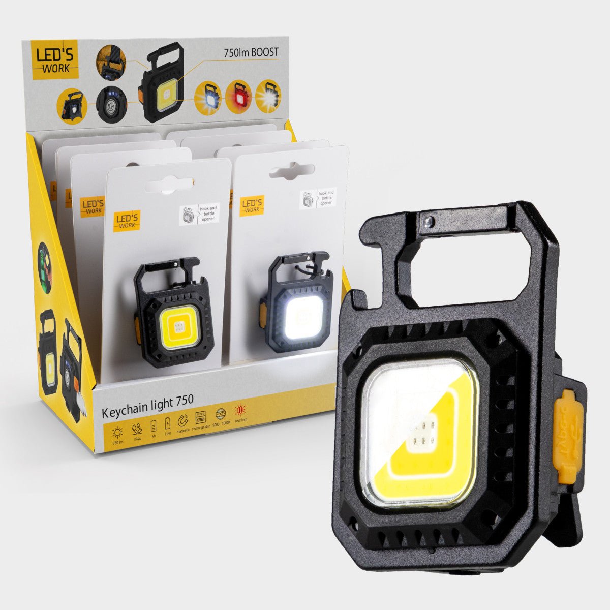 LED's Work mini Werklamp met sleutelhanger - Oplaadbaar met USB - Draadloos op accu