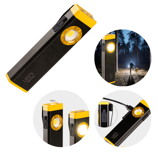 LED's Work Oplaadbare LED Mini Zaklamp met 3 lichtstanden (100, 500 en 700 Lumen)