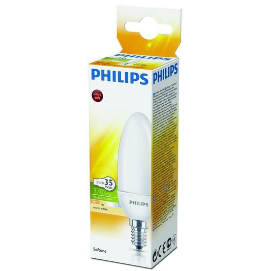 Philips Softone E14 Spaarlamp - Kaarsvormig - Mat - 8W vervangt 35W - Warm wit licht