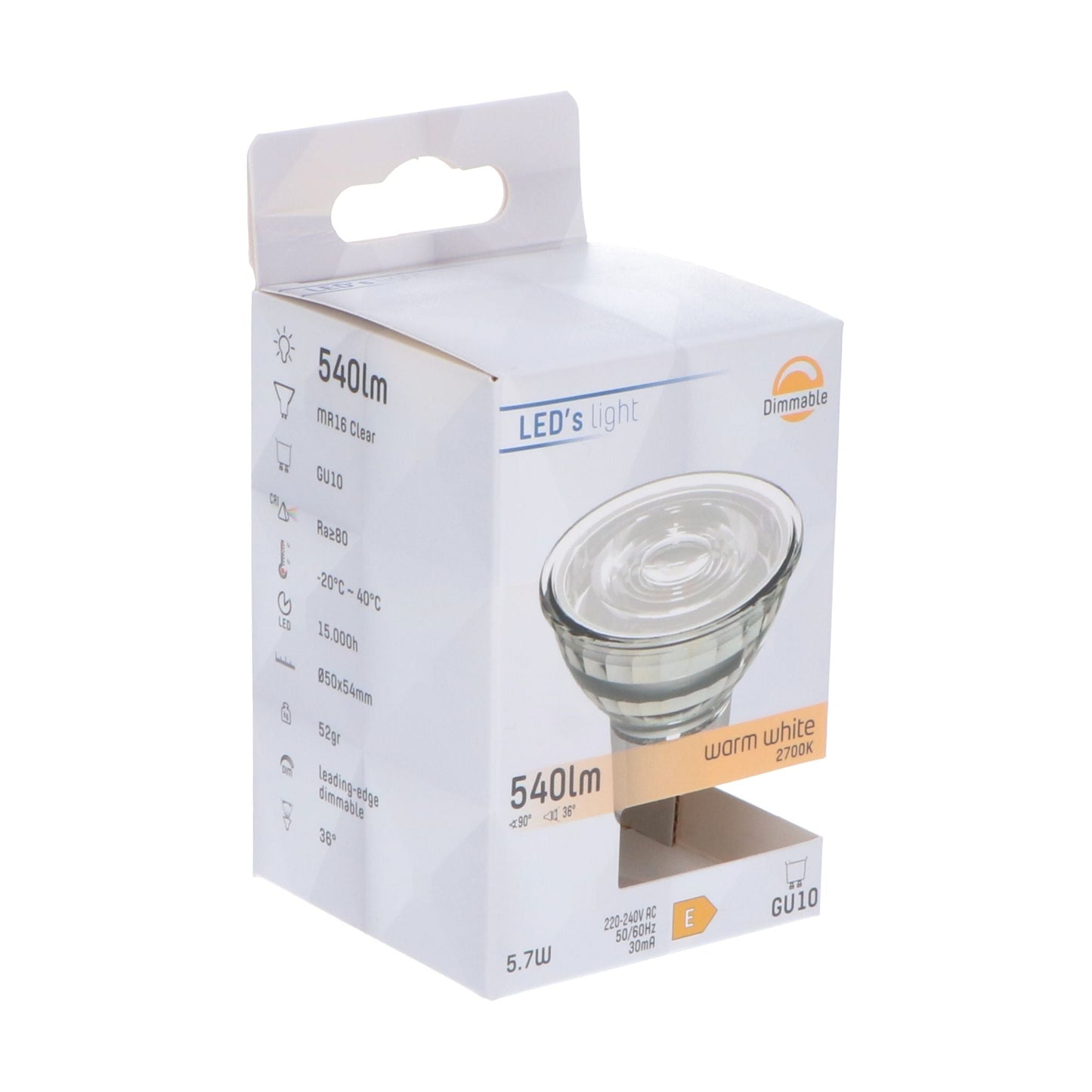GU10 LED Lamp - Dimbaar warm wit licht - 5W vervangt 75W - 1 spot