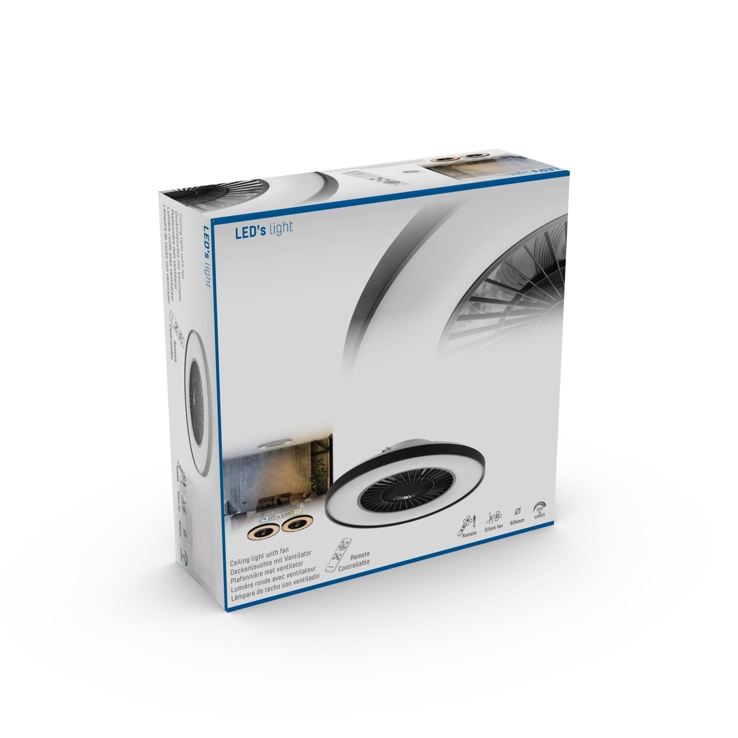 Proventa Premium Plafondventilator met lamp 60 cm - Zomer- en winterstand met afstandsbediening - Zwart