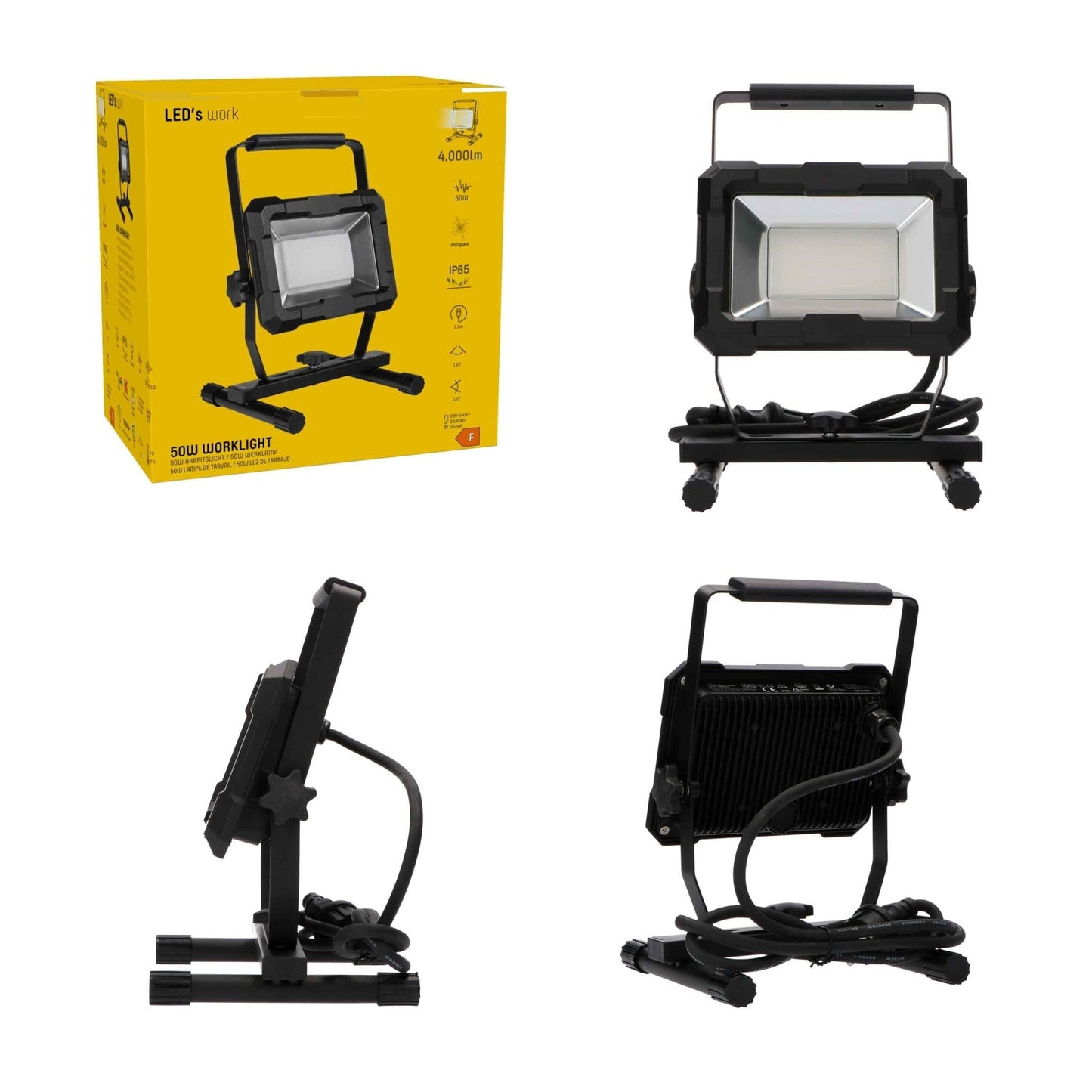 LED's Work Werklamp 4000 - Robuuste behuizing - Extra sterk snoer 150 cm - IP65 waterdicht - 50W