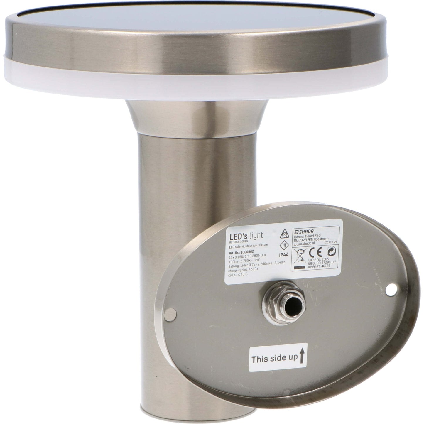 RVS Solar LED Buitenlamp met bewegingssensor - Draadloos - 3 standen - Zilver